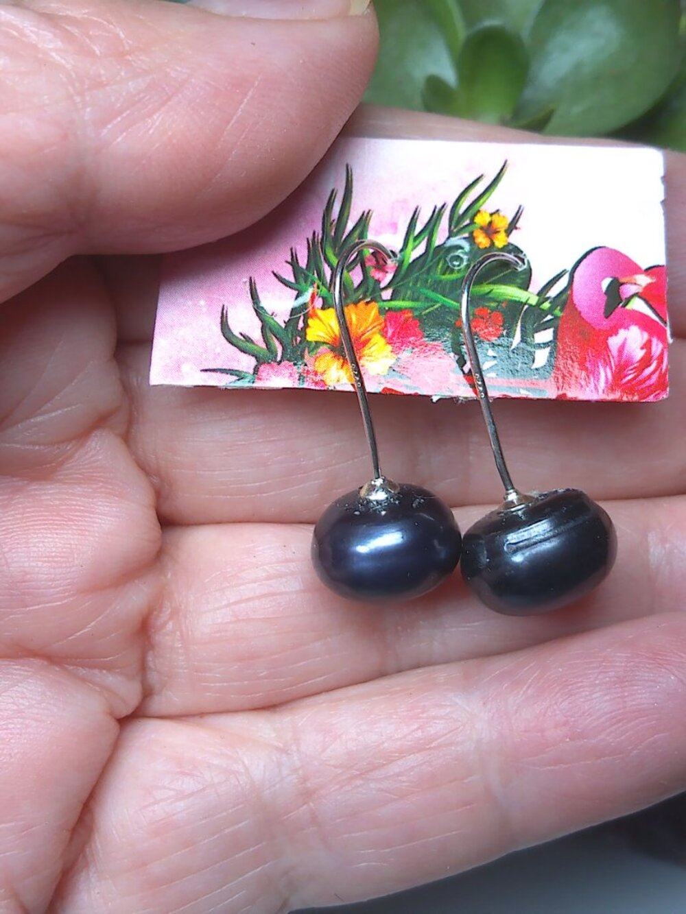 925 sterling silver drop extra large 10-11 mm black pearl dangle drop earrings